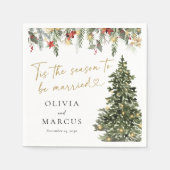 Boho Christmas Pine Tree Lights Winter Wedding Serviette (Vorderseite)