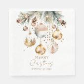 Boho Christmas Pines Gold Baubles Template Serviette (Vorderseite)