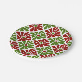 Boho Christmas Poinsettias Bold Hand Drawing Blume Pappteller (Schrägansicht)