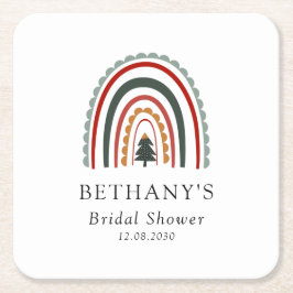 Boho Christmas Rainbow Brautparty Rechteckiger Pappuntersetzer