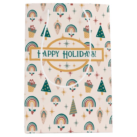 Boho Christmas Rainbow-Geschenktasche Mittlere Geschenktüte (Vorderseite)