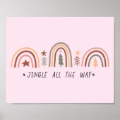 Boho Christmas Rainbow Mutes Töne Jingle Pink Poster (Vorne)