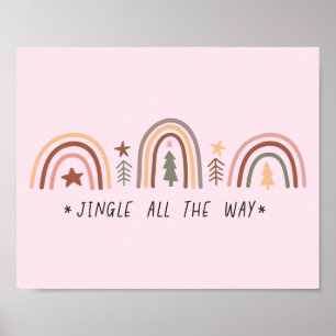 Boho Christmas Rainbow Mutes Töne Jingle Pink Poster