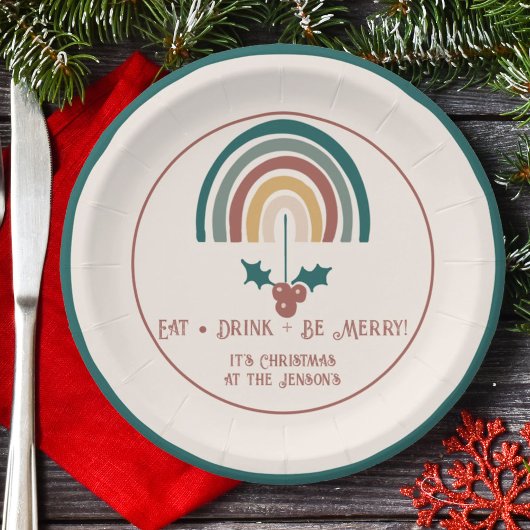 Boho Christmas Rainbow Pappteller