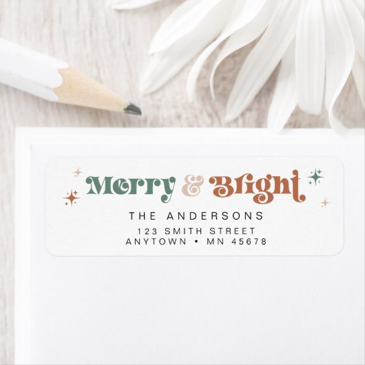 Boho Christmas Return Address Label Holiday Retro (Insitu)