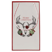 Boho Christmas Skull, Antlers, Rose und Kaktus Kleine Geschenktüte (Rückseite)