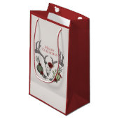 Boho Christmas Skull, Antlers, Rose und Kaktus Kleine Geschenktüte (Vorderseite Schrägansicht)