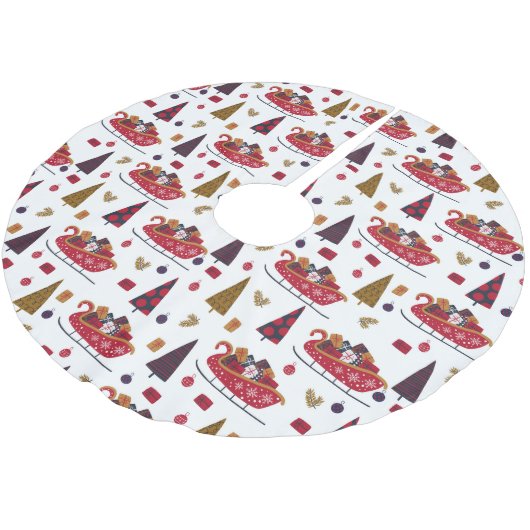 Boho Christmas Tree Holiday Sleigh Muster Polyester Weihnachtsbaumdecke (Schrägansicht)