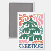 Boho Christmas Tree Joy Peace Liebe Colorful Magnet (Vorderseite/Rückseite)