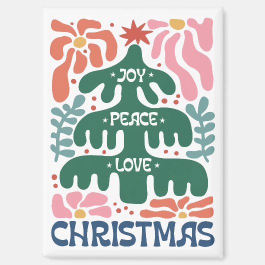 Boho Christmas Tree Joy Peace Liebe Colorful Magnet (Vorderseite)
