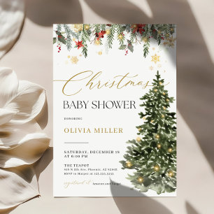 Boho Christmas Tree Lights Baby Shower Einladung