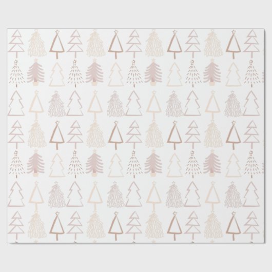 Boho Christmas Tree Muster Dusty Pink Holiday Geschenkpapier (Flach)