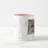 Boho Christmas Trees Dusty Pink Holiday Foto Tasse (Zentrum)