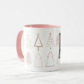 Boho Christmas Trees Dusty Pink Holiday Foto Tasse (Vorderseite Links)