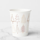 Boho Christmas Trees Dusty Pink Holiday Pappbecher (Rückseite)