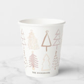Boho Christmas Trees Dusty Pink Holiday Pappbecher (Vorderseite)