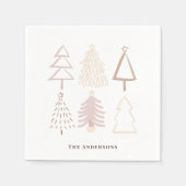 Boho Christmas Trees Dusty Pink Holiday Serviette (Vorderseite)
