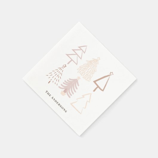 Boho Christmas Trees Dusty Pink Holiday Serviette (Ecke)