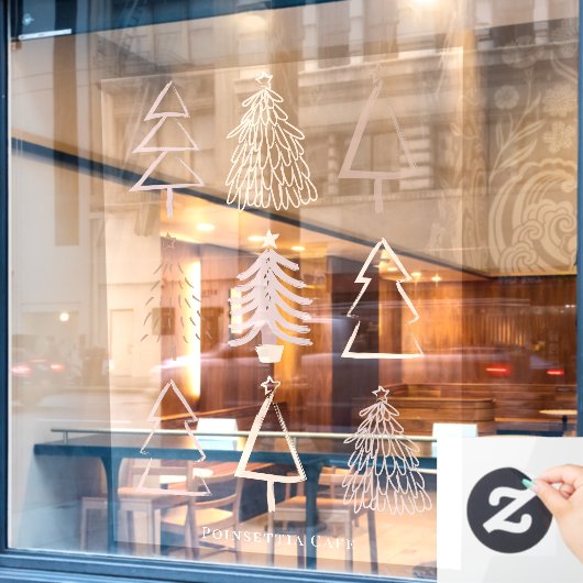 Boho Christmas Trees Dusty Pink Window Cloning Fensteraufkleber (Café-Fenster)