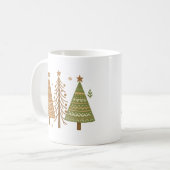 Boho Christmas Trees Neutral Holiday Style Kaffeetasse (Vorderseite Links)