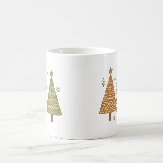 Boho Christmas Trees Neutral Holiday Style Kaffeetasse (Mittel)