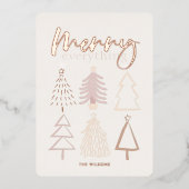 Boho Christmas Trees Rose Gold Foil Folieneinladung (Vorderseite)