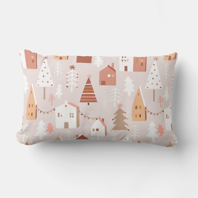 Boho Christmas Village Lumbar Pillow Lendenkissen (Vorderseite)