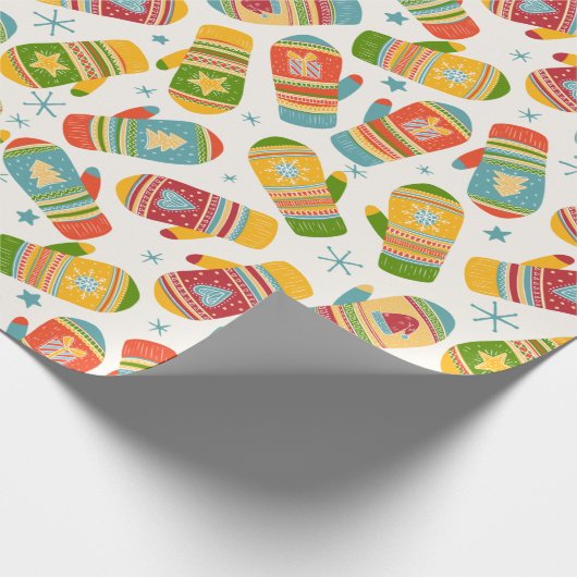 Boho Christmas Winter Gloves Wrapping Paper Geschenkpapier (Ecke)