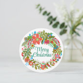 Boho Christmas Wreath Holiday Card Feiertagskarte (Stehend Vorderseite)