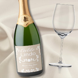 Boho Cielito Lindo Mexican Baby Shower Schaumweinetikett