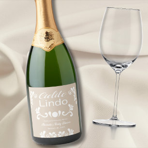 Boho Cielito Lindo Mexican Baby Shower Schaumweinetikett