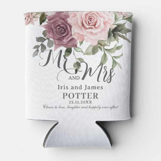 Boho Cinnamon Rose Blush Pink Blues Hochzeit Dosenkühler (Vorderseite)