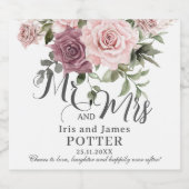 Boho Cinnamon Rose Blush Pink Blues Hochzeit Schaumweinetikett (Einzelnes Label)