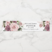 Boho Cinnamon Rose Blush Pink Blues Hochzeit Wasserflaschenetikett (Einzelnes Label)