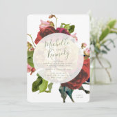 Boho Circle English Rose Wedding Einladung (Stehend Vorderseite)