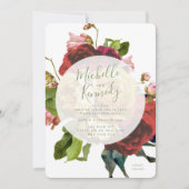 Boho Circle English Rose Wedding Einladung (Vorderseite)