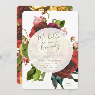 Boho Circle English Rose Wedding Einladung