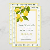 Boho Citrus Gelbe Zitrone Italienische Hochzeit Save The Date (Vorne/Hinten)