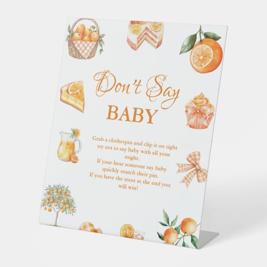 Boho Citrus Orange sagt nicht Baby Shower Schild (Vorderseite)