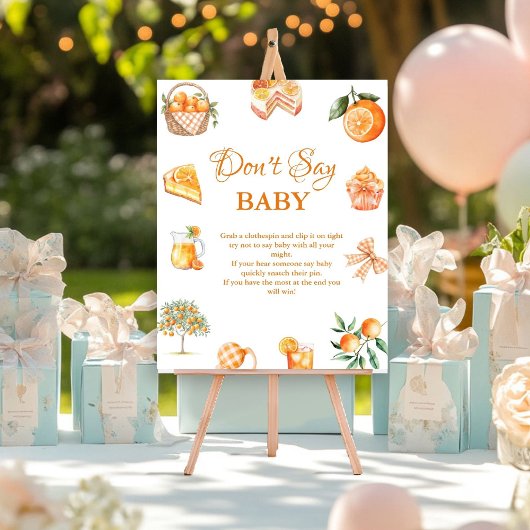 Boho Citrus Orange sagt nicht Baby Shower Schild