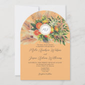 Boho Citrus QR Wedding Einladung (Vorderseite)