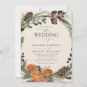Boho Citrus Rustic Orange Elegant Cinnamon Wedding Einladung (Vorderseite)