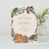 Boho Citrus Rustic Orange Modern Cinnamon Wedding Einladung (Stehend Vorderseite)