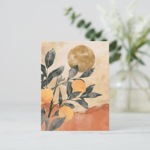 Boho Citrus Tree mit Sonne und Bergen Postkarte