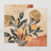 Boho Citrus Tree mit Sonne und Bergen Postkarte (Vorne/Hinten)