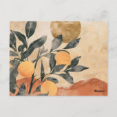 Boho Citrus Tree mit Sonne und Bergen Postkarte (Rückseite)