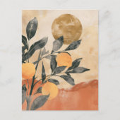 Boho Citrus Tree mit Sonne und Bergen Postkarte (Vorderseite)