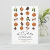 Boho Citrus und Spice Holiday Party Einladung (Stehend Vorderseite)
