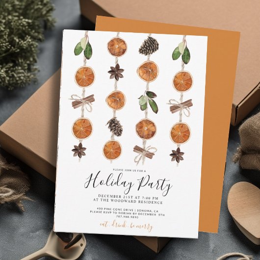 Boho Citrus und Spice Holiday Party Einladung