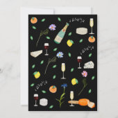 Boho Citrus & Wine Black & White Wedding Einladung (Rückseite)